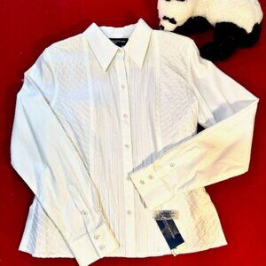 Jones New York Button Down Tuxedo Blouse Size M - NWT